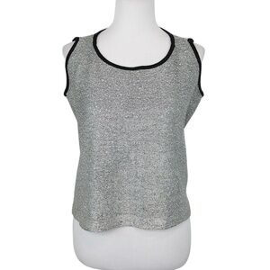 ST. JOHN Santana Knit Metallic Studded Gray Shell Tank Womens Size Large
